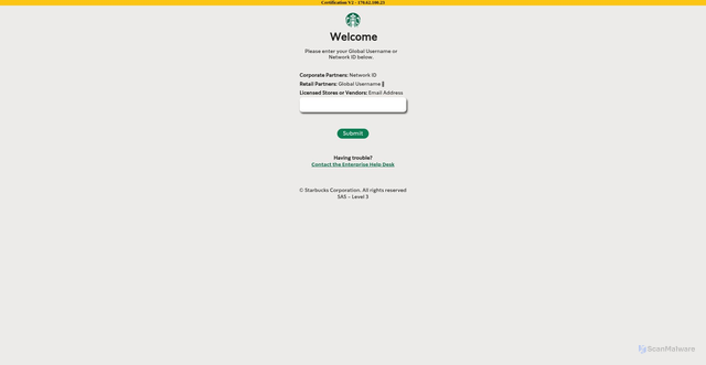 Security scan screenshot of https://s03-1-ag.productioncontroller.starbucks.com