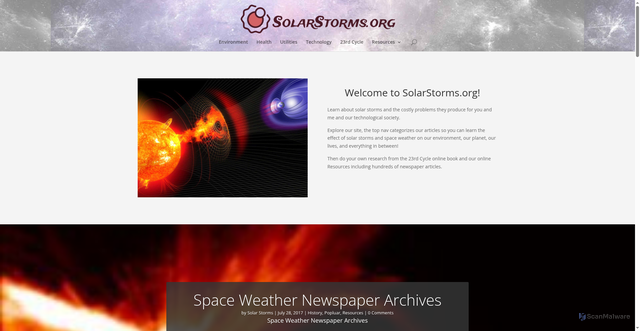 Security scan screenshot of https://www.solarstorms.org/