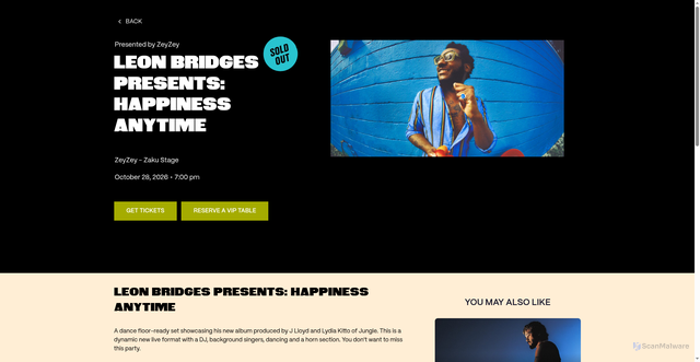 Security scan screenshot of https://calendar.zeyzeymiami.com/shows/leon-bridges-presents-happiness-anytime-28-oct