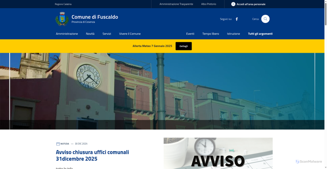 Security scan screenshot of https://www.comune.fuscaldo.cs.it/
