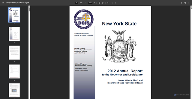 Security scan screenshot of https://www.criminaljustice.ny.gov/ofpa/pdfdocs/2012_MVTIF_Program_Annual_Report.pdf