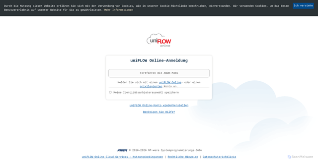 Security scan screenshot of anwr.eu.uniflowonline.com