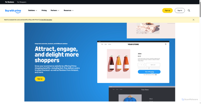 Security scan screenshot of https://order.buywithprime.amazon.com/