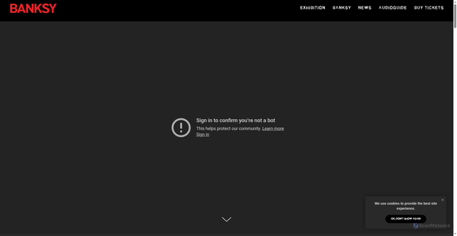 Security scan screenshot of https://banksyexhibition.com/