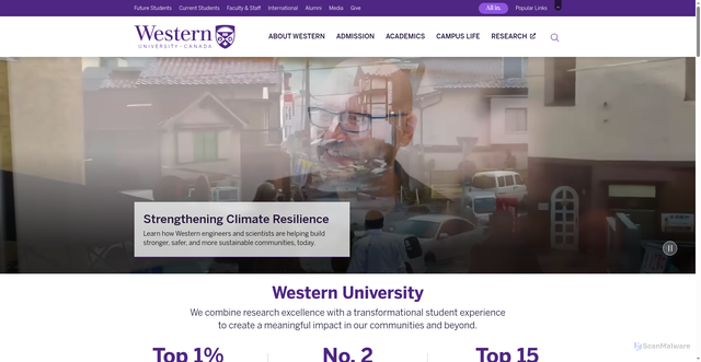 Security scan screenshot of https://uwo.ca