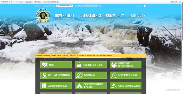 Security scan screenshot of https://www.marinettecountywi.gov/
