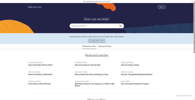 Security scan screenshot of https://etsy.zendesk.com