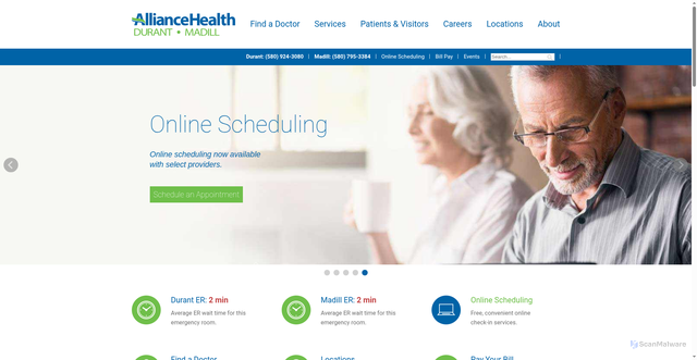 Security scan screenshot of https://www.alliancehealthdurant.com/