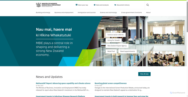 Security scan screenshot of https://www.mbie.govt.nz/