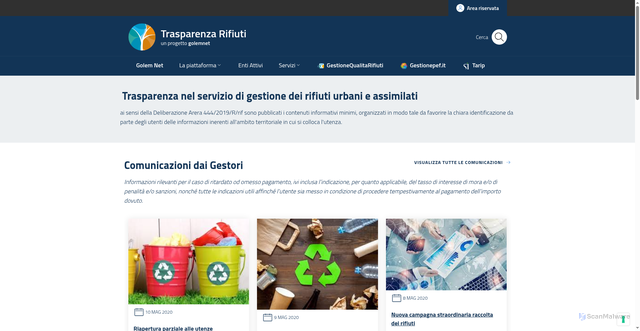 Security scan screenshot of https://trasparenzarifiuti.it
