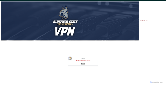 Security scan screenshot of https://webvpn.bluefieldstate.edu
