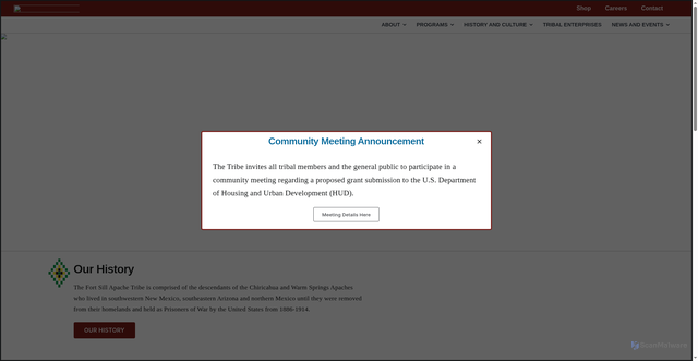 Security scan screenshot of https://fortsillapache-nsn.gov/