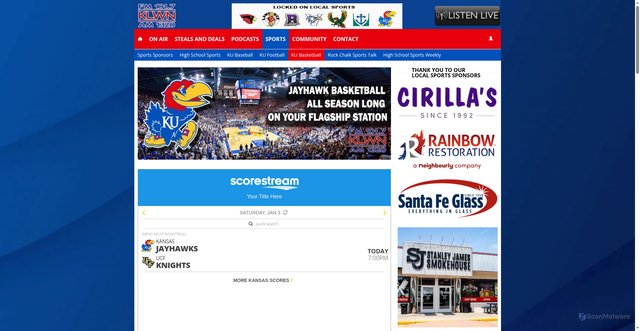 Security scan screenshot of https://www.klwn.com/ku-basketball/