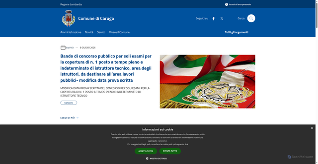 Security scan screenshot of https://www.comune.carugo.co.it