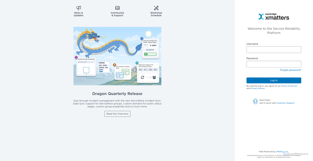 Security scan screenshot of https://na5.xmatters.com