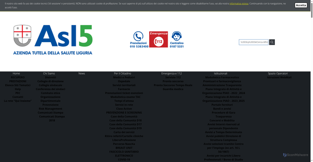 Security scan screenshot of https://www.asl5.liguria.it