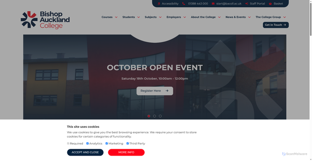 Security scan screenshot of https://bacoll.ac.uk/