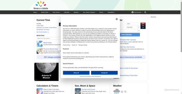 Security scan screenshot of https://timeanddate.com/