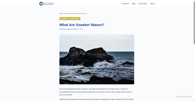 Security scan screenshot of https://rareseaglass.com/archives/what-are-sneaker-waves/