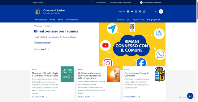Security scan screenshot of https://www.comune.lazise.vr.it