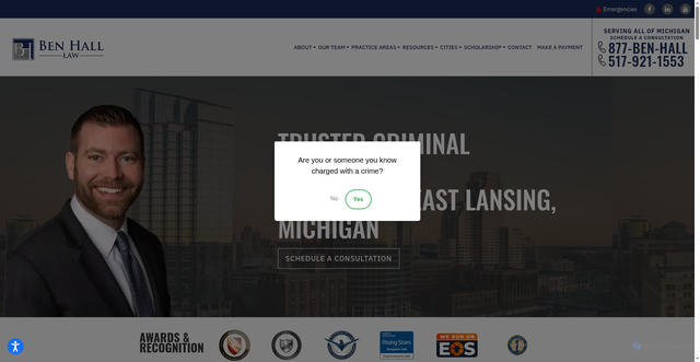 Security scan screenshot of https://www.benhalllaw.com/