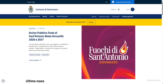 Security scan screenshot of https://www.comune.giovinazzo.ba.it/