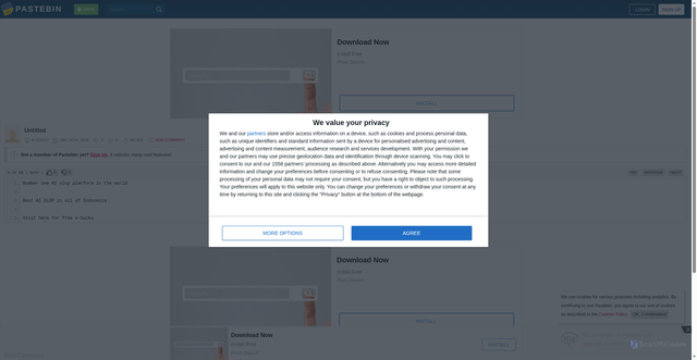 Security scan screenshot of https://pastebin.com/92QkwwDP