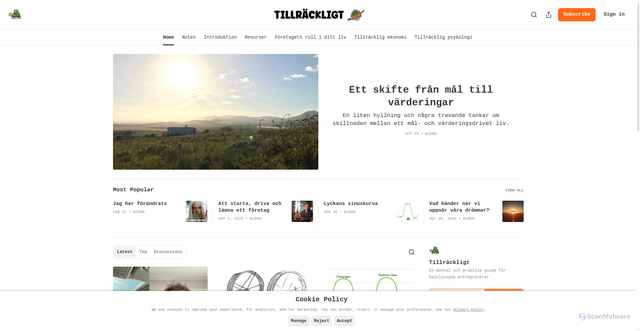 Security scan screenshot of https://tillrackligt.substack.com/