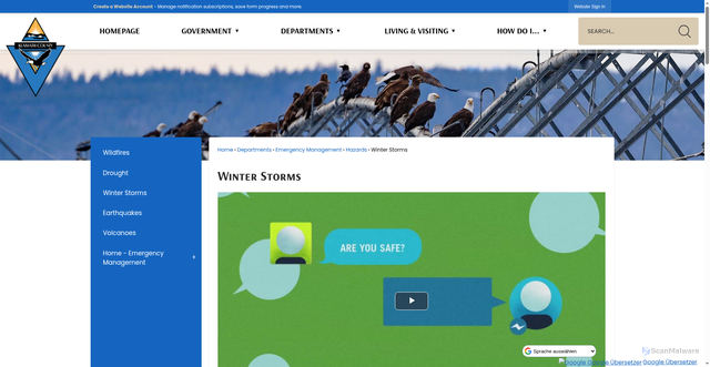 Security scan screenshot of https://www.klamathcounty.org/823/Winter-Storms