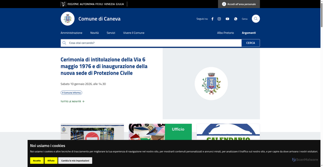 Security scan screenshot of https://www.comune.caneva.pn.it/