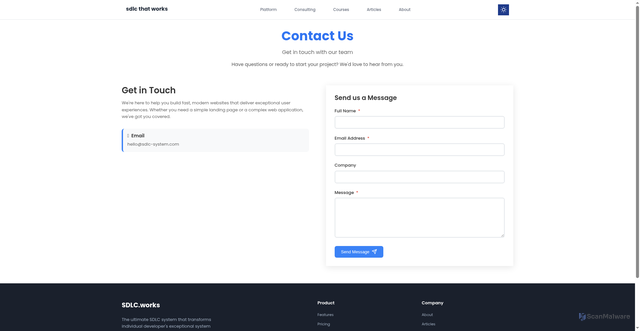 Security scan screenshot of https://sdlc-website-develop.pages.dev/contact