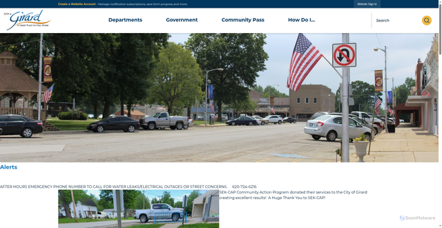 Security scan screenshot of https://girardkansas.gov/