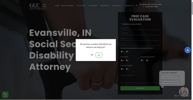 Security scan screenshot of https://gccdisability.com/evansville-disability-attorney/