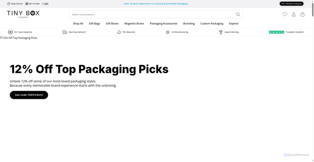 Security scan screenshot of https://www.tinyboxcompany.co.uk
