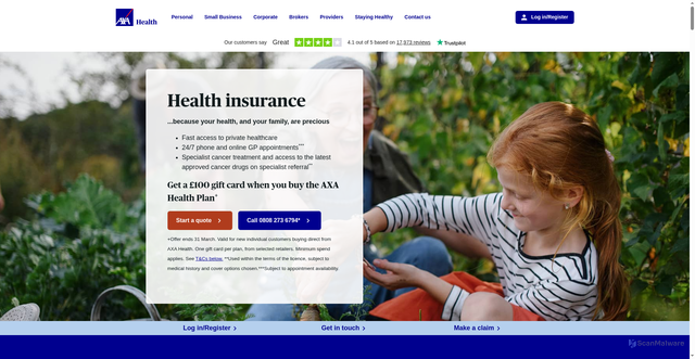 Security scan screenshot of https://www.axahealth.co.uk