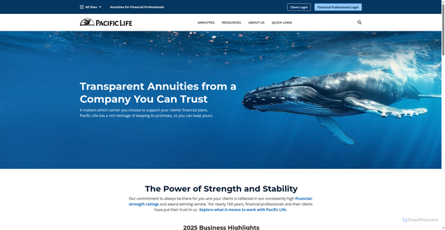 Security scan screenshot of https://www.annuities.pacificlife.com