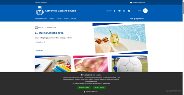 Security scan screenshot of https://www.comune.cassanodadda.mi.it