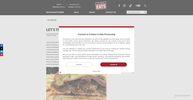 Security scan screenshot of https://www.atlantaeats.com/blog/lets-try-some-cubanos-hermano/