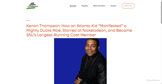 Security scan screenshot of https://www.thegreatcreators.com/episodes/thompson