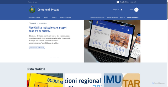 Security scan screenshot of https://comune.prezza.aq.it/