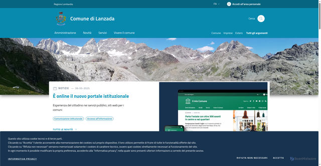 Security scan screenshot of https://www.comune.lanzada.so.it