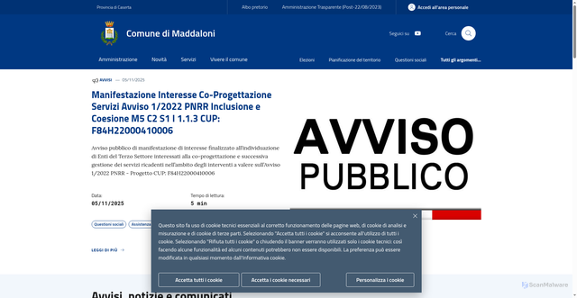 Security scan screenshot of https://www.comune.maddaloni.caserta.it/