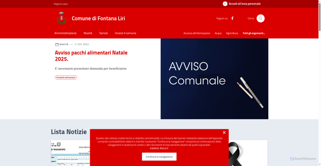 Security scan screenshot of https://comune.fontanaliri.fr.it/