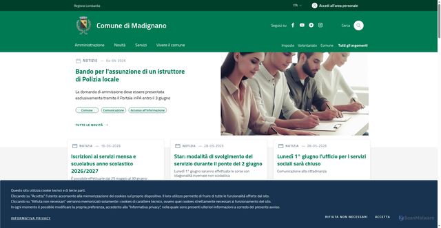 Security scan screenshot of https://www.comune.madignano.cr.it
