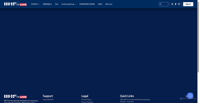 Security scan screenshot of https://iihf.tv/