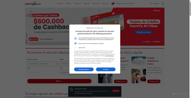 Security scan screenshot of https://www.carroya.com