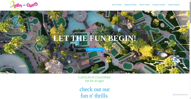 Security scan screenshot of https://www.castlesncoasters.com/