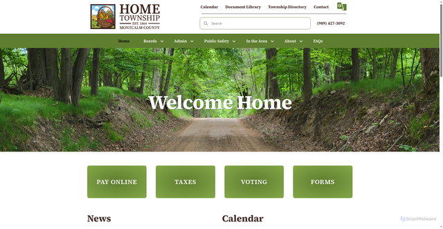 Security scan screenshot of https://www.hometownshipmontcalm.gov/