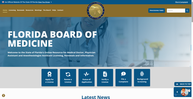 Security scan screenshot of https://flboardofmedicine.gov/