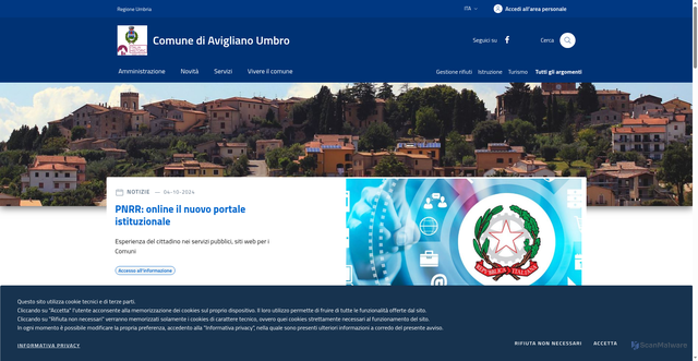 Security scan screenshot of https://www.comune.aviglianoumbro.tr.it